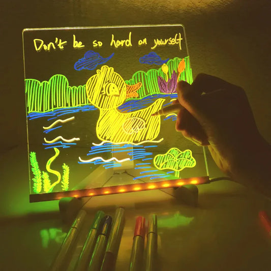 Planche à dessin lumineuse à LED pour enfants (+7 crayons de couleur GRATUIT)