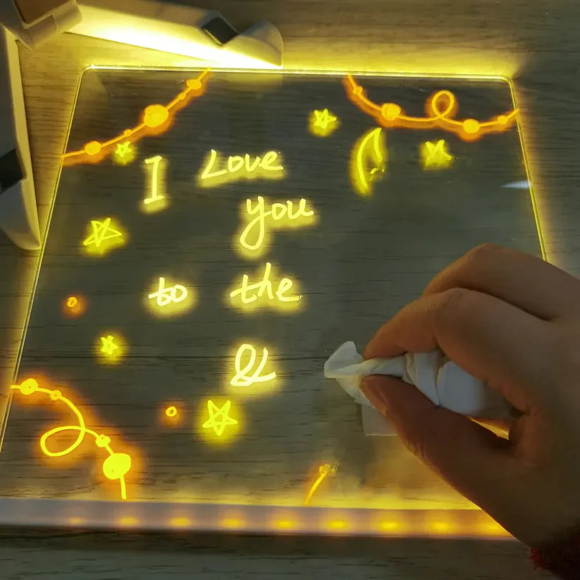 Planche à dessin lumineuse à LED pour enfants (+7 crayons de couleur GRATUIT)
